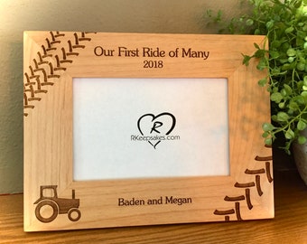 Tractor Personalized Picture Frame, Gift for Grandpa, Tractor Ride, Any Text, Light or Dark Wood