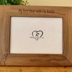 Hunting Personalized, Custom, Any Text, Buck Picture Frame, Hunt with Grandpa, Gift for Dad, Gift for Grandpa, Photo Frame