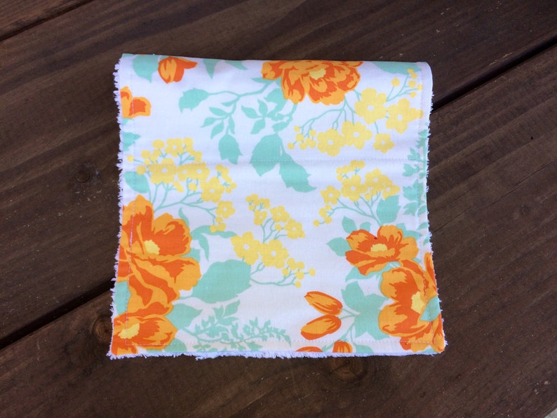 Burp Cloth Amber Rose Bouquet Baby/Toddler/Drool//Yellow//Mint//Orange//Flowers//Floral//Rose image 3