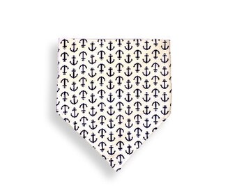 Babero para babear <<Anclas azul marino>> Pañuelo para el cuello/Pañuelo para bebé/niño pequeño/Bufanda/Babero/Azul/Azul oscuro/Blanco