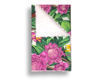 Paño para eructar <<Flores Aloha>> Bebé/Niño pequeño/Babia//Amarillo//Verde//Rosa//Rojo//Plumeria//Hibisco//Ave del Paraíso//Hawái//Flores hawaianas