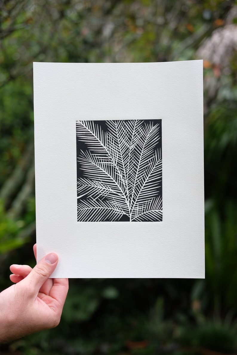 Palm Tree Lino Print Hand Printed and Numbered Etsy