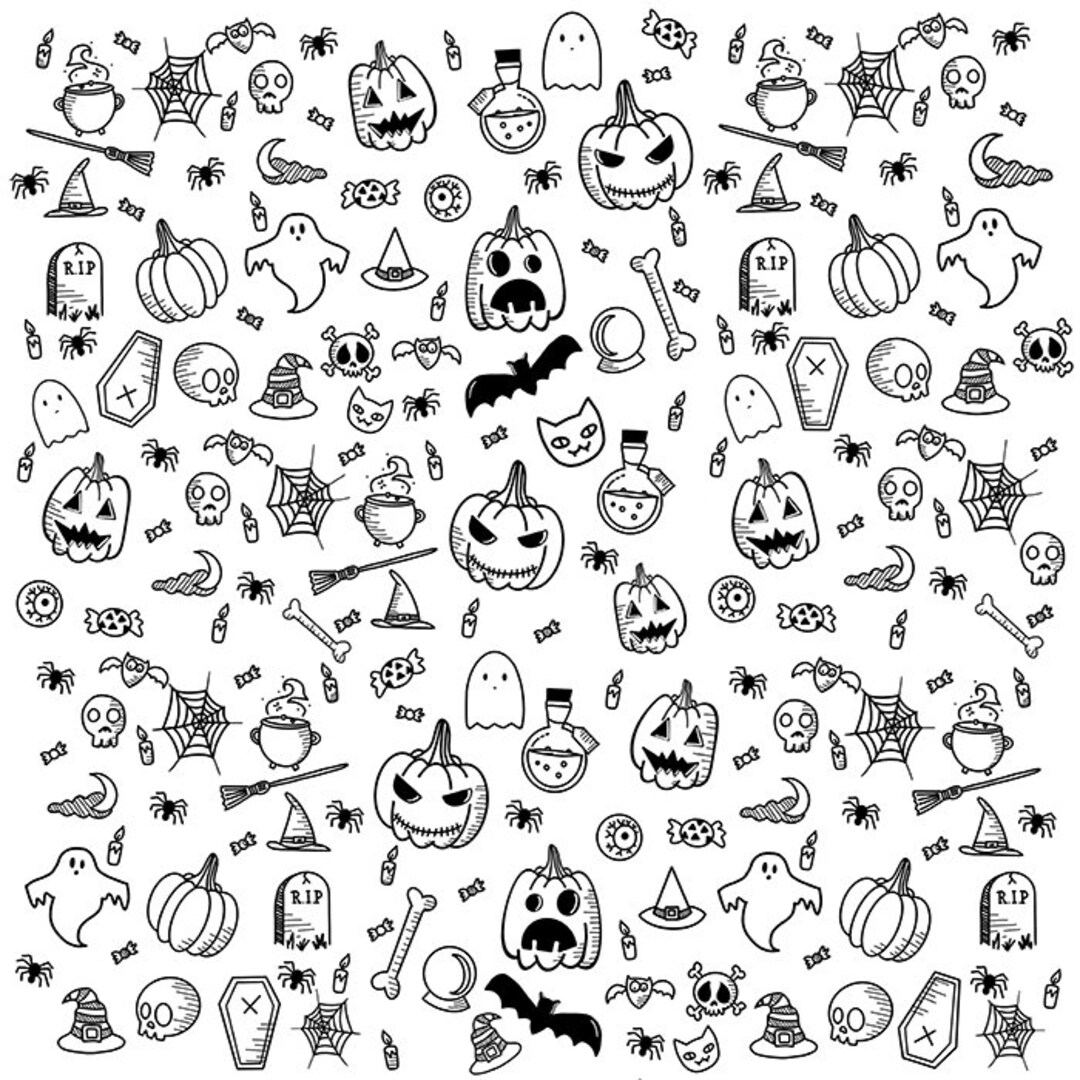 Halloween Doodles PRINTABLE - Etsy