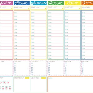 Weekly Planner Rainbow Printable