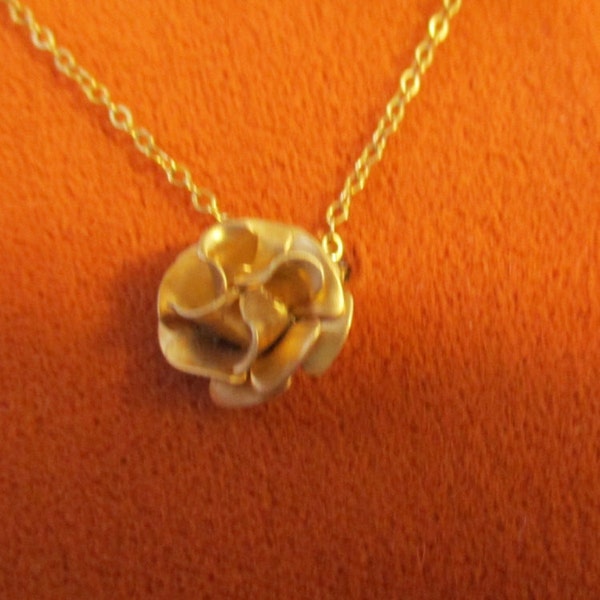 Dainty 12Kt Gold Filled  Chain and Flower, Swirl Design Necklace, Original Box, Marked "Carla"