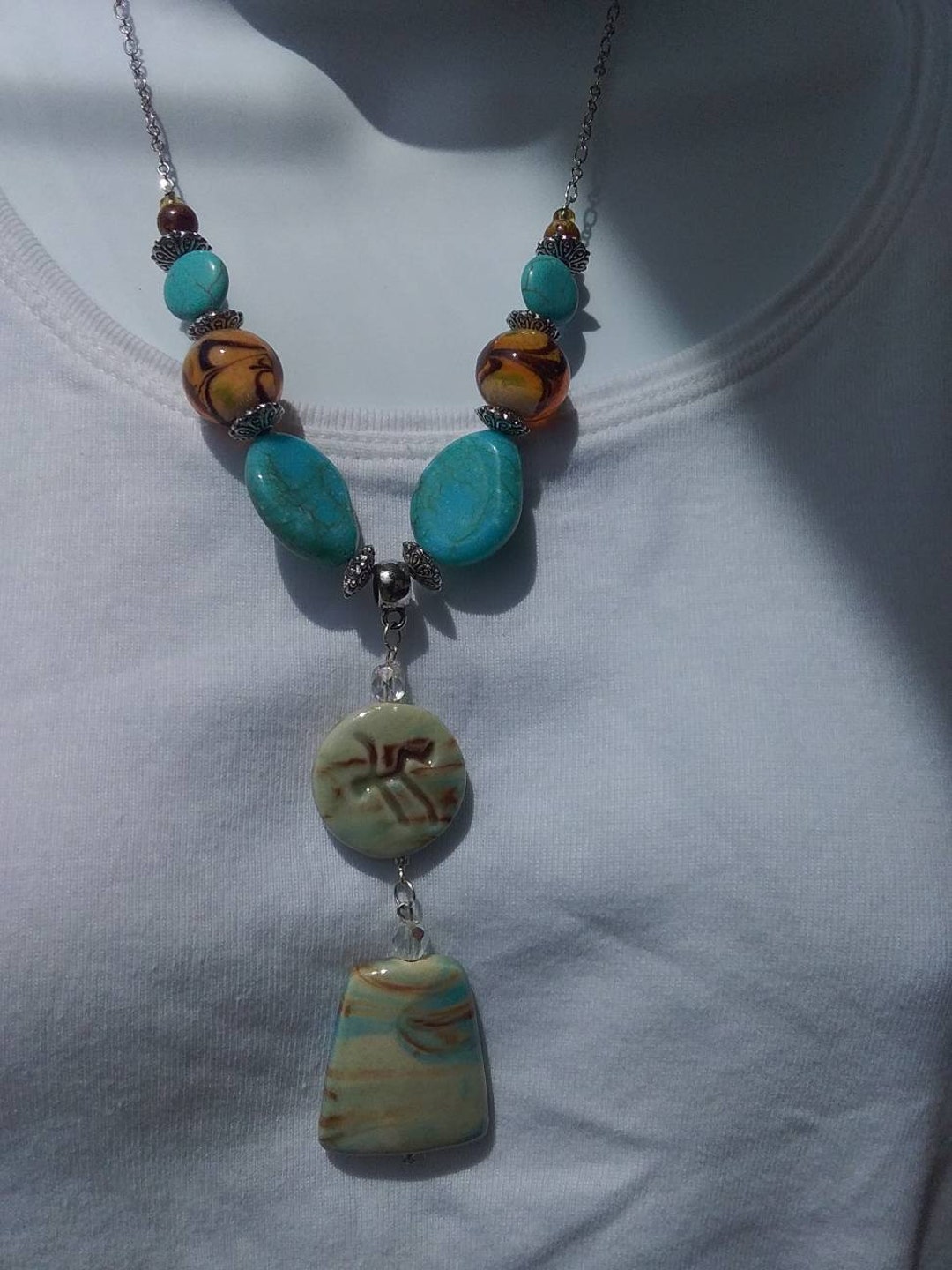 Pendentif Turquoise Bijou Navajo - Bijou Ethnique Occasion, Pierre Naturelle