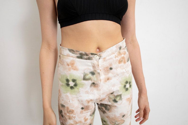 Vintage Floral Straight Leg Pants Trousers Summer 90s image 9