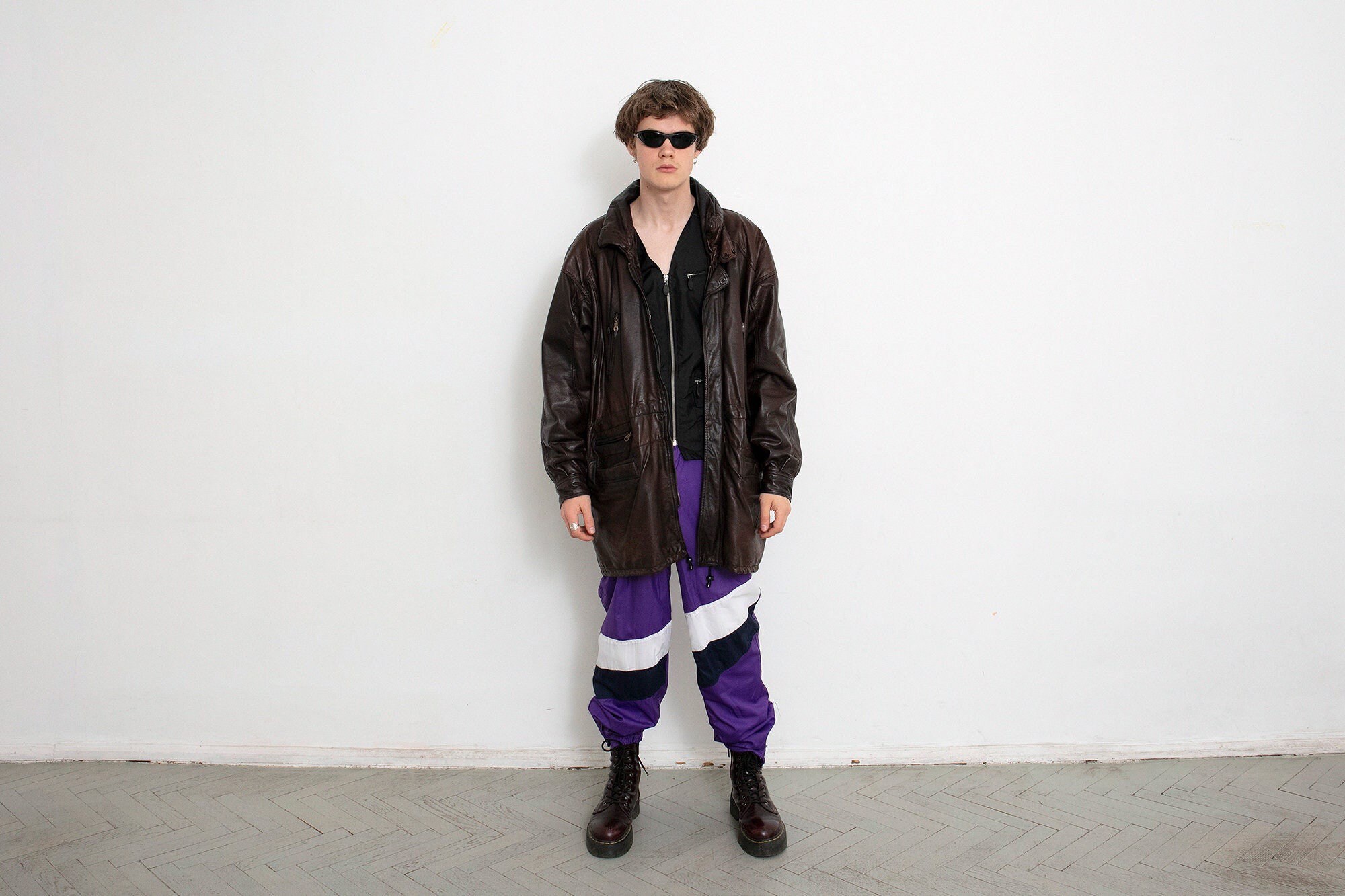 Vintage Brown Leather Jacket Western Style 90s Y2K - Etsy