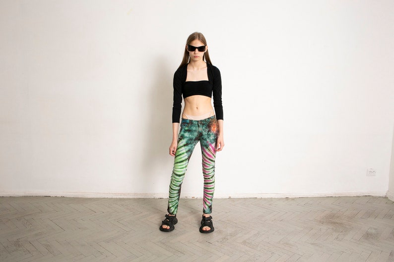 Vintage Y2K Tie Dye Low Waisted Skinny Jeans image 3