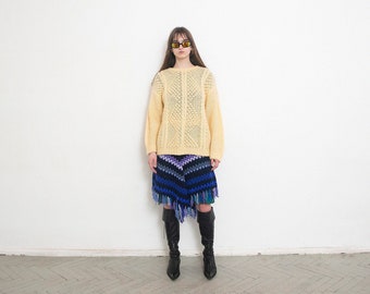 Vintage 90s Chunky Knit Sweater Yellow