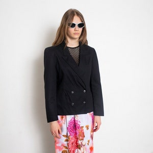 Vintage 90er Jahre Blazer Jacke Schwarz