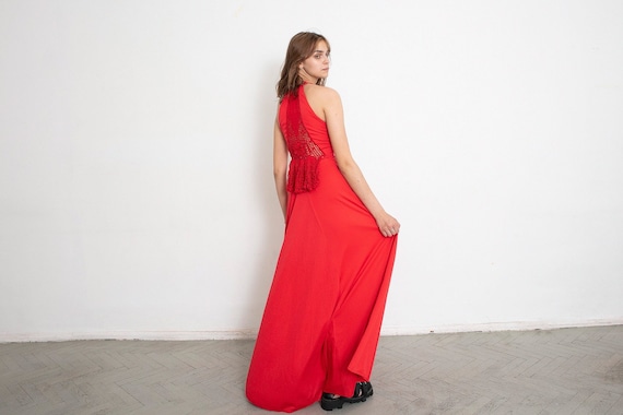 Vintage 80s Long Dress Red Embroidery Prom - Etsy Israel Vintage 80s Long Dress Red Embroidery Prom - Etsy Israel