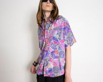 Vintage 90s Button Up Shirt Abstract