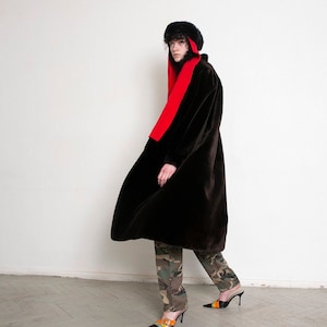 Vintage 90s Faux Fur Coat Brown