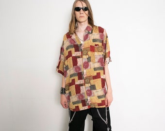 Vintage 90s Button Up Shirt Abstract