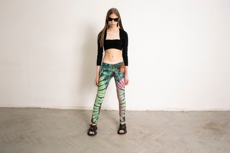 Vintage Y2K Tie Dye Low Waisted Skinny Jeans image 6