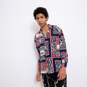 Vintage Ameican Flag Shirt Stars Travel 90s