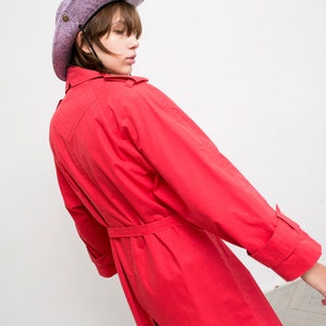 Vintage Strawberry Red Trench Light Elegant Coat Long Sleeved Classic Double Breasted Padded Shoulders Autumn Spring Streetwear Retro 90s. image 8