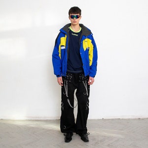 Vintage Y2K Ski Jacket Blue Puffer Windbreaker Activewear
