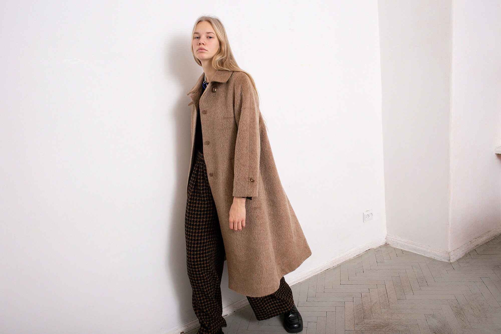 Vintage Coat Llama Alpaca Wool Beige Brown Warm Overcoat Solid | Etsy