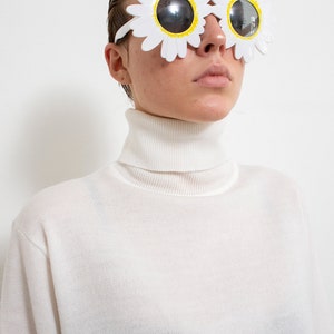 Vintage Turtleneck Jumper White Oversized 90s image 8