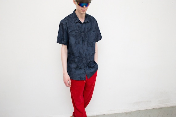 denim hawaiian shirt