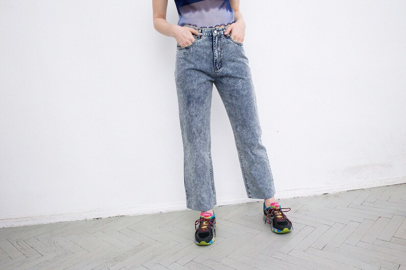 pinstripe denim jeans