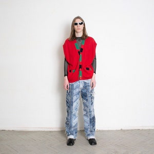 Vintage 90er Jahre Carlo Colucci Pullover Weste Rot