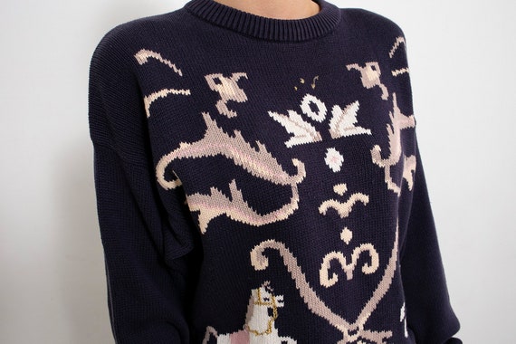 Vintage Unicorn Jumper Sweater Knitted 