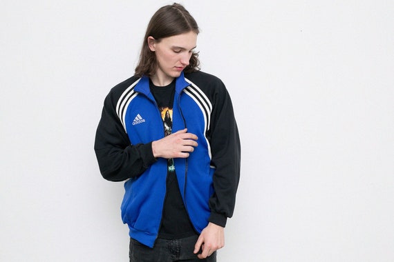 Vintage Adidas Track Jacket Windbreaker Blue Athletic Abstract