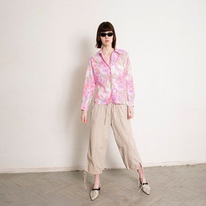 Vintage 90s Floral Semi Sheer Blouse