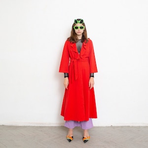 Vintage 80s Wrap Dress Red Ruffle Gown Prom