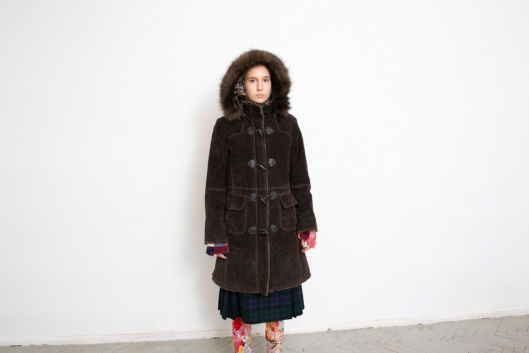suede duffle coat