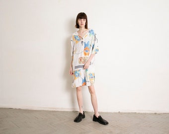 Vintage 90s Floral Dress White