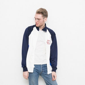 Vintage Track Jacket Windbreaker Blue White Athletic Zip-Up Pocketed Long-Sleeved Unisex Streetwear Sports Streetwear Activewear 90s Y2K.