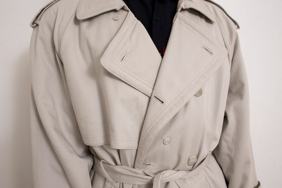 Vintage Trench Coat Men Cream Beige 