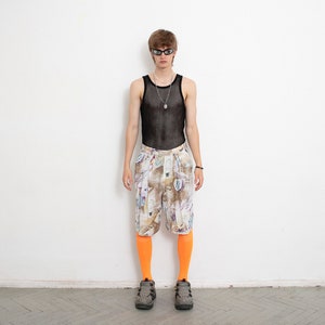 Vintage Mens Casual Bermuda Shorts Abstract Summer 90s