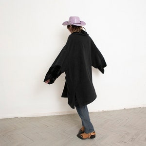 Vintage Cashmere Wool Swing Coat Grey Overcoat Outerwear 80s image 6