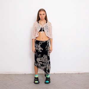 Vintage Crochet Crop Top Light Pink Indie 90s