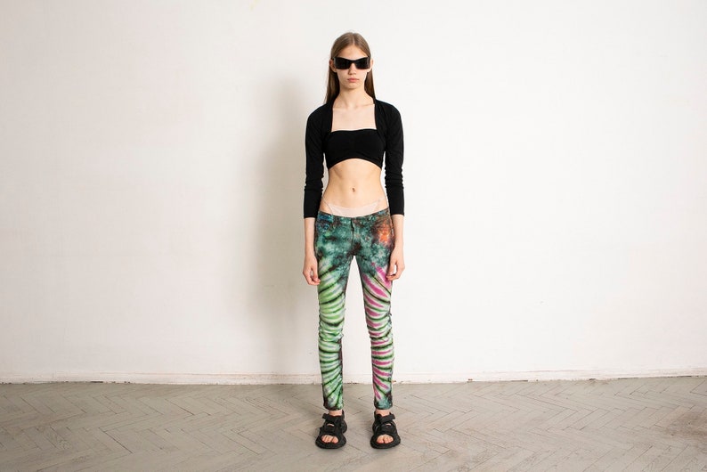 Vintage Y2K Tie Dye Low Waisted Skinny Jeans image 1