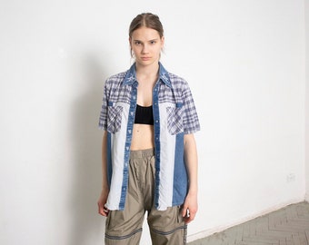 Vintage 90s Plaid Shirt Denim