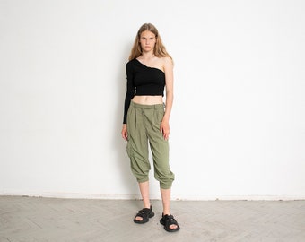 Vintage Y2K Capri Cargo Pants Khaki