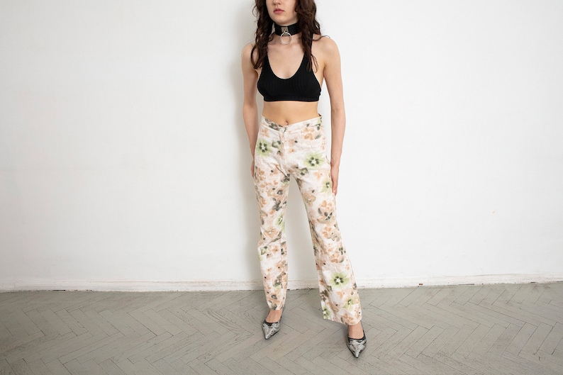 Vintage Floral Straight Leg Pants Trousers Summer 90s image 8