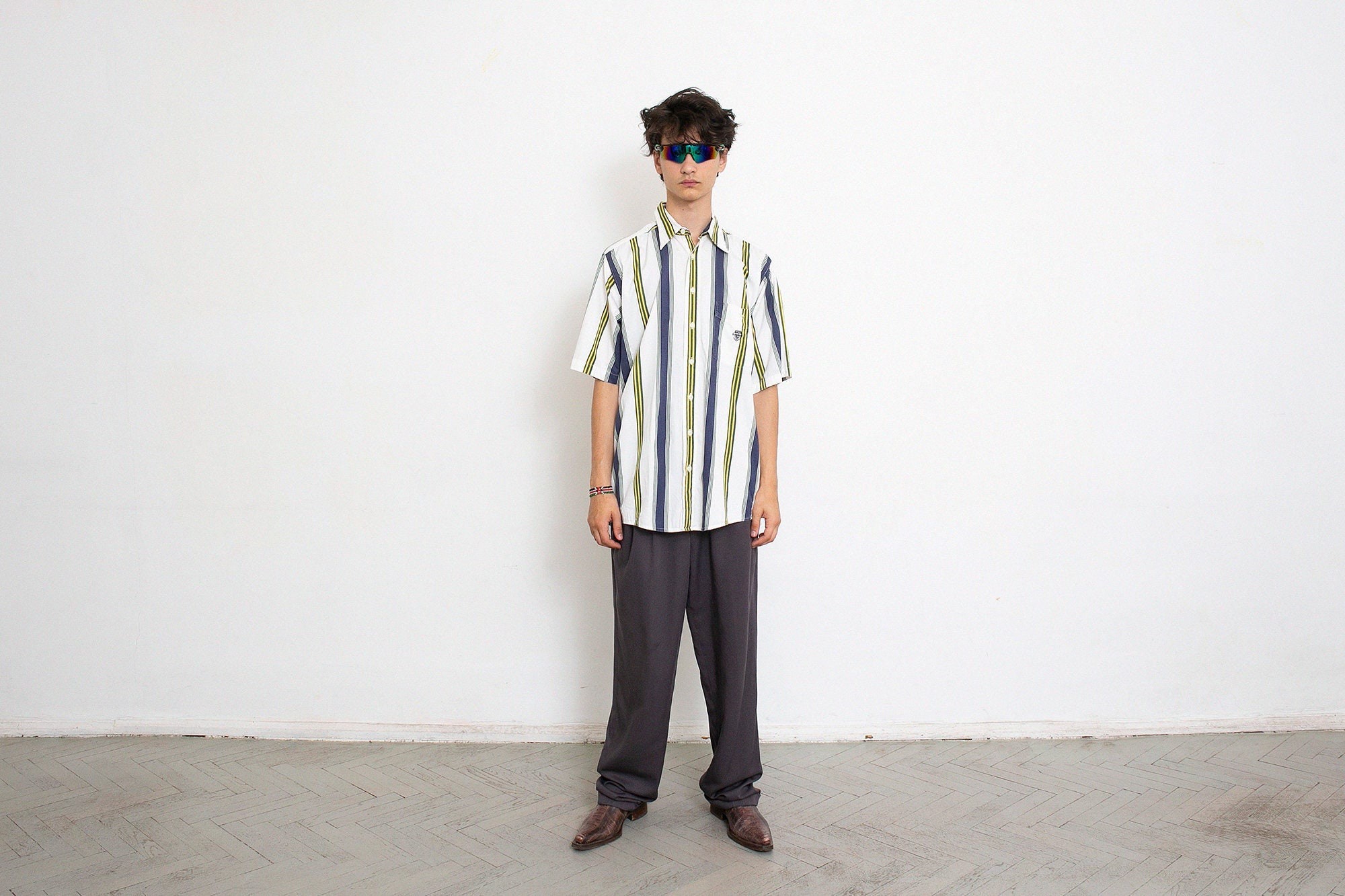 Vintage 80s Cotton Shirt Striped College Preppy Oversized