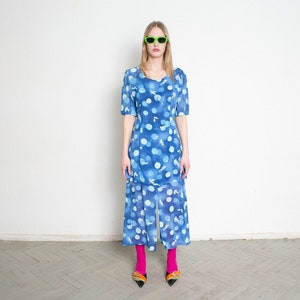 Vestido Floral Vintage Anos 90 Azul