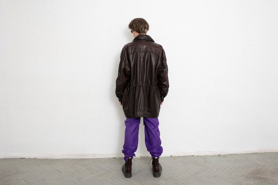 Vintage Brown Leather Jacket Western Style 90s Y2K - Etsy