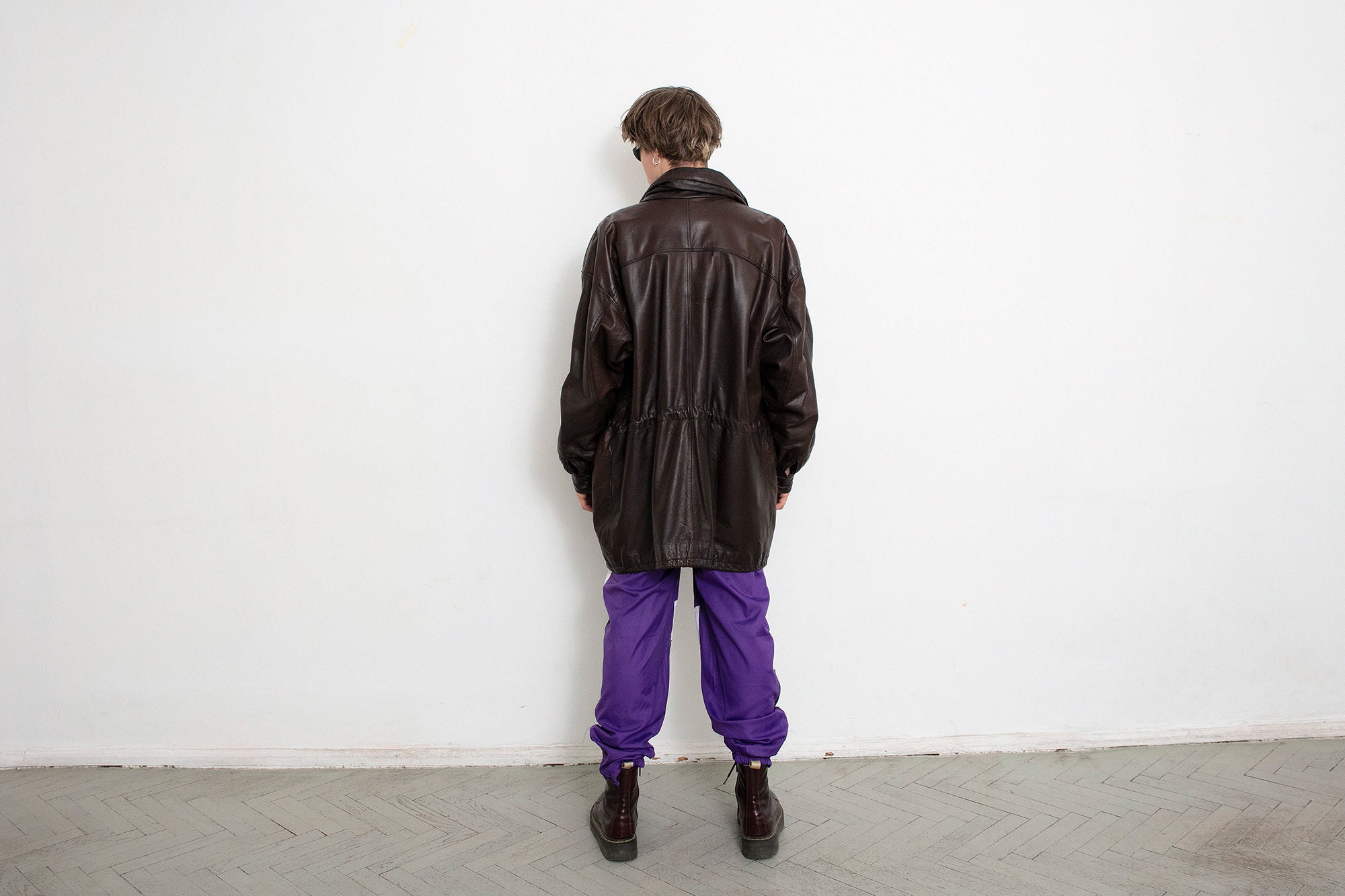 Vintage Brown Leather Jacket Western Style 90s Y2K - Etsy