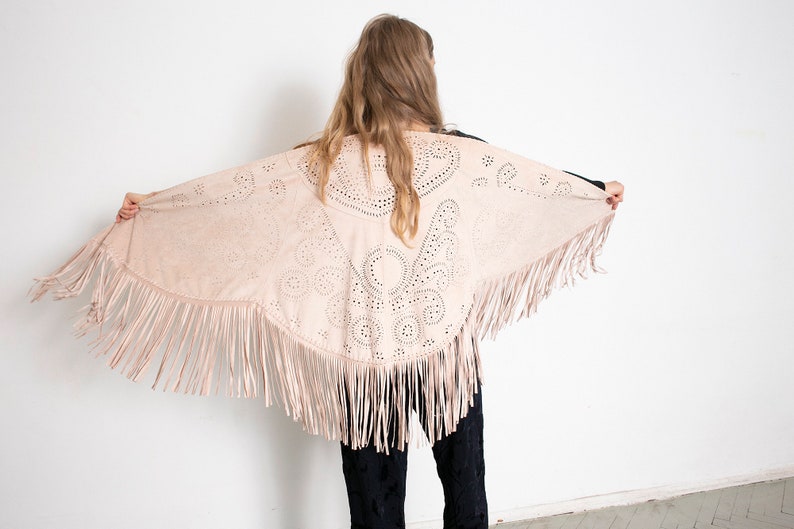 Vintage 90s Shawl Beige image 8