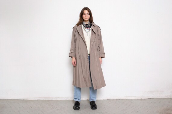 Vintage Trench Coat Mocha Light Brown Long Sleeved