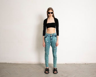 Vintage Y2K Tie Dye Ripped Jeans